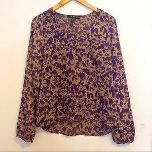 BCBG Paris dark purple and tan blouse